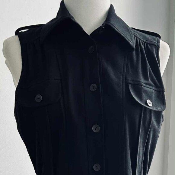 Iris Setlakwe Black Sleeveless Utility Metal Button-Front Dress – US 8 - Picture 4 of 14